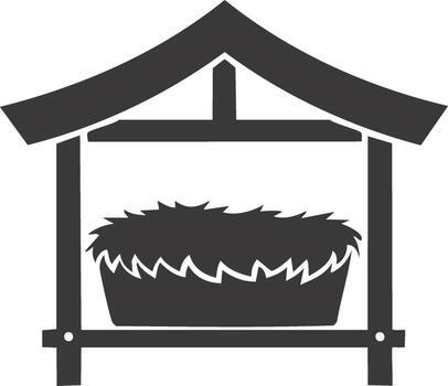 sencillo representación de un pesebre con paja, símbolo de un santo nacimiento en un cristiano ajuste vector