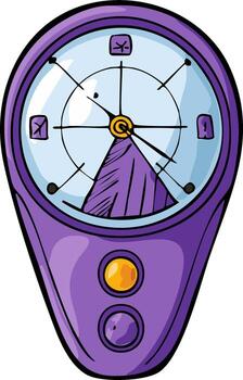 Stylized Purple Handheld Navigation Device with Compass Dial and Mountain Indicator vector