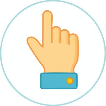 icon of a cartoon hand pointing up with the index finger. Flat design number one gesture or click symbol vector