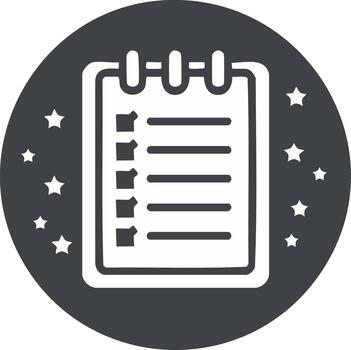 Checklist icon with stars around a notepad for task management and to do lists vector