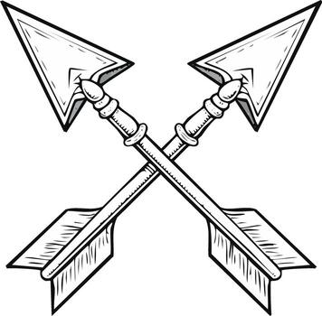 Two Crossed Arrows Line Art Style Image for Decoration or Symbol in Design Projects vector