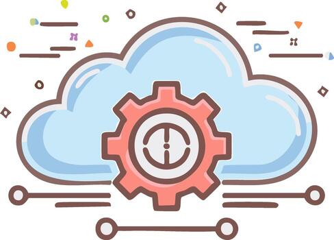 Cloud Service Configuration Gear Digital Development Computing Illustration vector