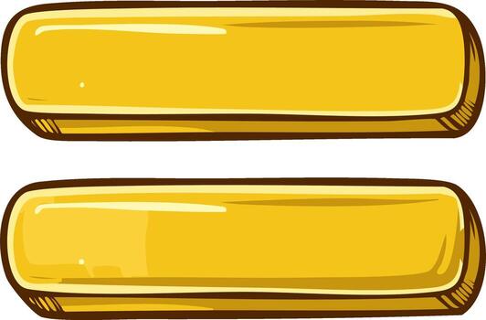 dos brillante dorado bar botones con un caricaturesco dibujado a mano estilo y redondeado bordes vector