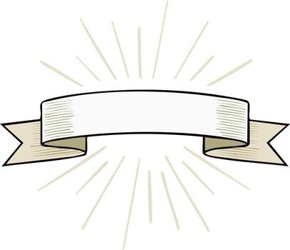 Retro banner with sunburst rays, blank space for text, hand-drawn style vector