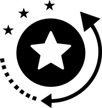 Looping Arrow with Star Icon Symbolizing Feedback Process Evaluation Quality Assurance and Continuous Improvement vector