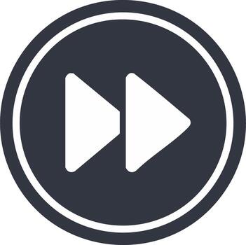 Fast Forward Icon Depicting Double Arrow inside Circular Frame for Playback or Skip Functionality vector