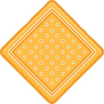 Crispy golden square cracker with patterned perforations and layered edges vector