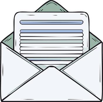 Open Envelope with Stacked Documents or Letters Illustration vector