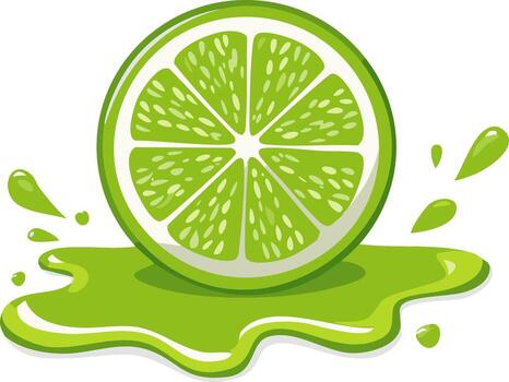 Slice of fresh lime with splashing juice vector