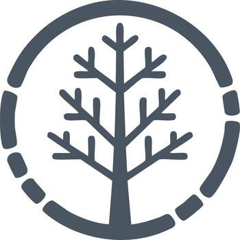 desnudo sin hojas árbol icono dentro un rayado circulo simbolizando invierno o ambiental cuestiones vector