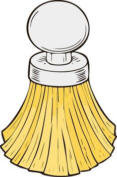 Stylized drawing of a brush with yellow bristles and a round handle vector