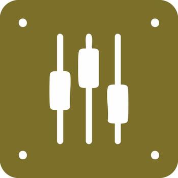 Flat icon of a control panel with vertical adjustment sliders for settings and equalization vector