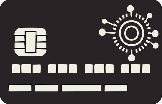Hand Drawn Credit Card with Chip Technology and Network Design vector