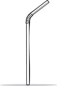 Simple bent drinking straw line art illustration icon for beverages and party concepts vector