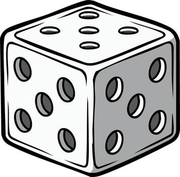 Isometric Illustration of a Single Dice with Visible Faces Showing Values vector