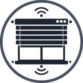 Smart home window blinds with wireless control icon vector