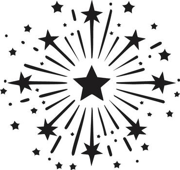 Starburst and fireworks graphic with radiating lines and small dots vector