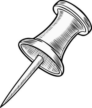 Engraved Push Pin Illustration Sharp Needle and Button for Craft Projects and Graphic Design vector