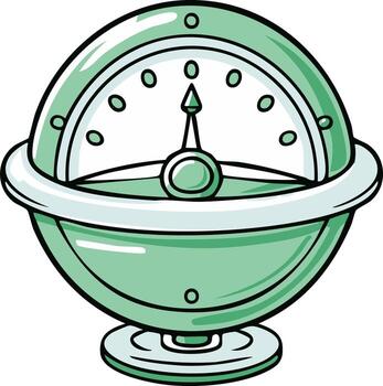 Stylized illustration of a retro gauge, arrow pointing. Measurement, progress, and design concept vector