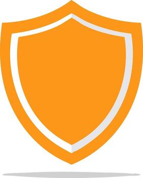 Orange Shield Graphic with White and Grey Outline and Drop Shadow vector