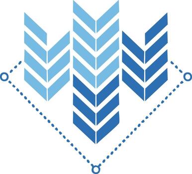 resumen geométrico flechas en azul tonos estampado gráfico con rombo marco conexión visual vector