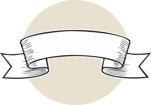 Hand-Drawn Ribbon Banner on Circle, Decorative Element, Design Graphic Resource vector