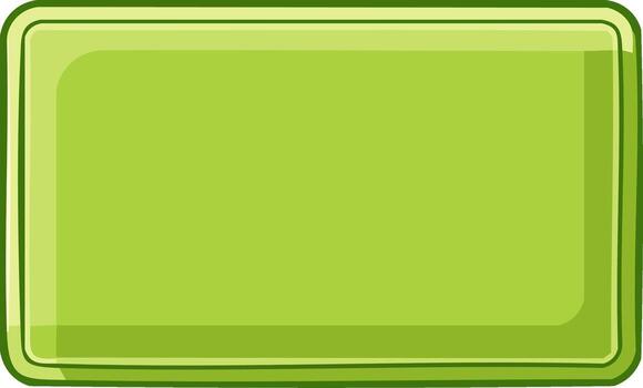 Simple green glossy rectangular button with rounded corners and a cartoon frame vector