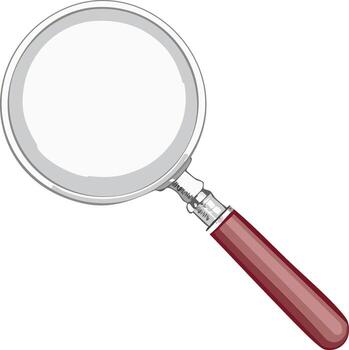 cerca arriba ilustración de un clásico aumentador vaso con un plata marco y un oscuro rojo encargarse de vector