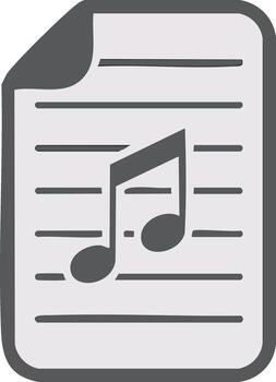 Simple music notes icon on lined paper with a folded corner vector