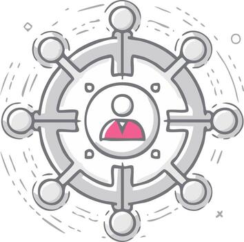 Centralized Human Network Diagram with Connected Nodes and User Icon vector