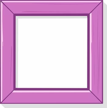 Isolated square frame of wood with textured pink paint and soft shadow accenting its outline providing display space vector