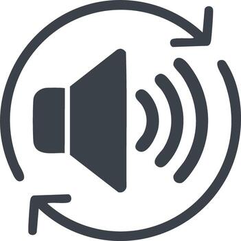 Sound Volume Icon with Rotation Arrows, Audio Repeat, Loop Audio, Volume Control vector