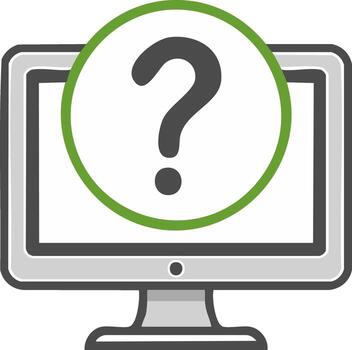 Monitor Displaying Question Mark Inside a Green Circle, Troubleshooting Concept vector