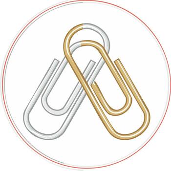 vinculado plata y oro papel clips en circulo marco símbolo para negocio vector