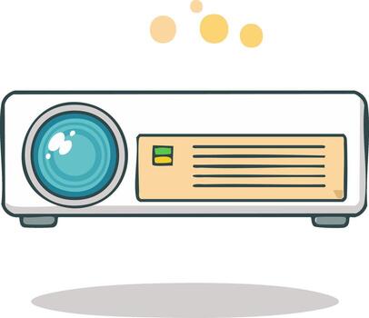 Cartoon Projector Shining with Yellow Spots Projecting Images for Viewing Enjoyment vector