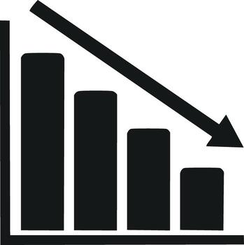 A graph with an arrow going up vector