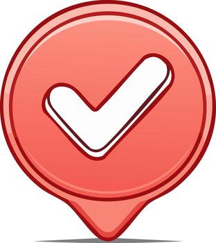 Red Pointer with Check Mark Symbol of Approval, Validation, and Confirmation Indicator Graphic vector