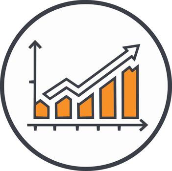 Business Growth Chart Icon with Bar and Line Graph Showing Upward Trend Financial Success and Data Analysis vector