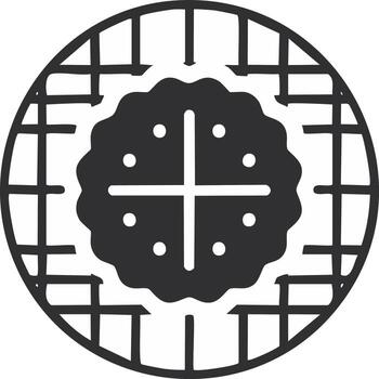 Round Cracker with Cross Grid Symbol Icon vector