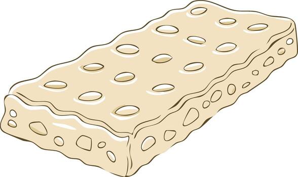 Hand drawn nougat bar illustration with bumpy texture and light color vector