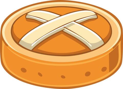 Cartoon Golden Round Button Element with Cross Mark Design Symbol Icon Illustration vector