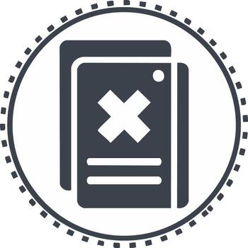 File error icon with cross mark and dot inside dotted border circle vector