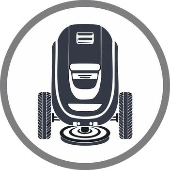 Floor cleaning machine icon, symbol of automated cleaning technology in a circle vector