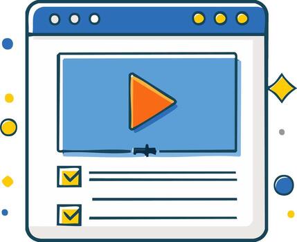 Online player in a web browser window with a checklist for e learning and tutorials vector