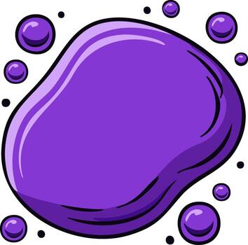 Abstract blob with shiny bubbles illustration. Liquid fluid shape design in purple, graphic art for banner, poster template vector