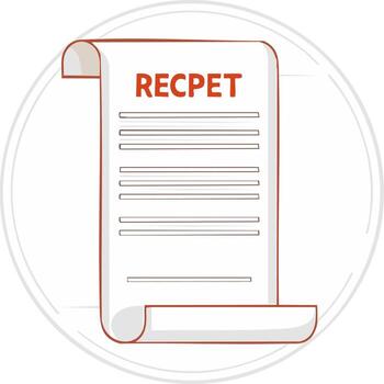 Stylized paper document or scroll with generic text and a prominent heading, illustration icon vector