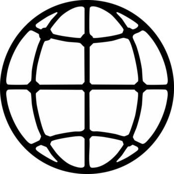 Stylized globe symbol in black on a white background representing connectivity and global reach vector