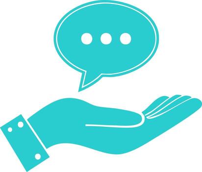 Supporting Communication Concept Open Hand Holding a Speech Bubble with Dots vector