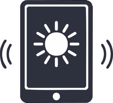 Smartphone with Sun Icon and Vibration Indicator for Notification or Alert vector