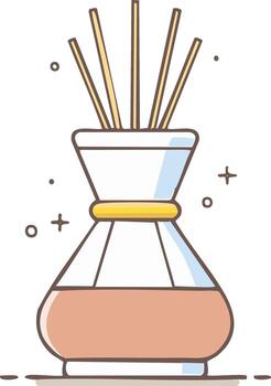 Illustration of an aromatherapy diffuser with reeds for home fragrance vector